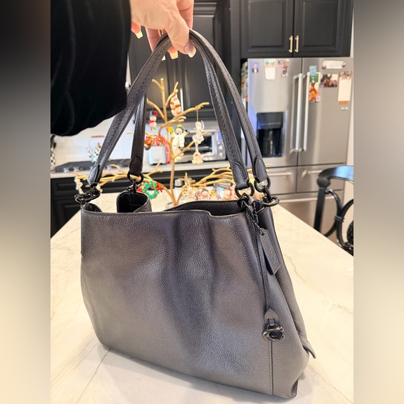 Coach Elegant Charcoal grey metallic Leather Tote Bag - Picture 9 of 9